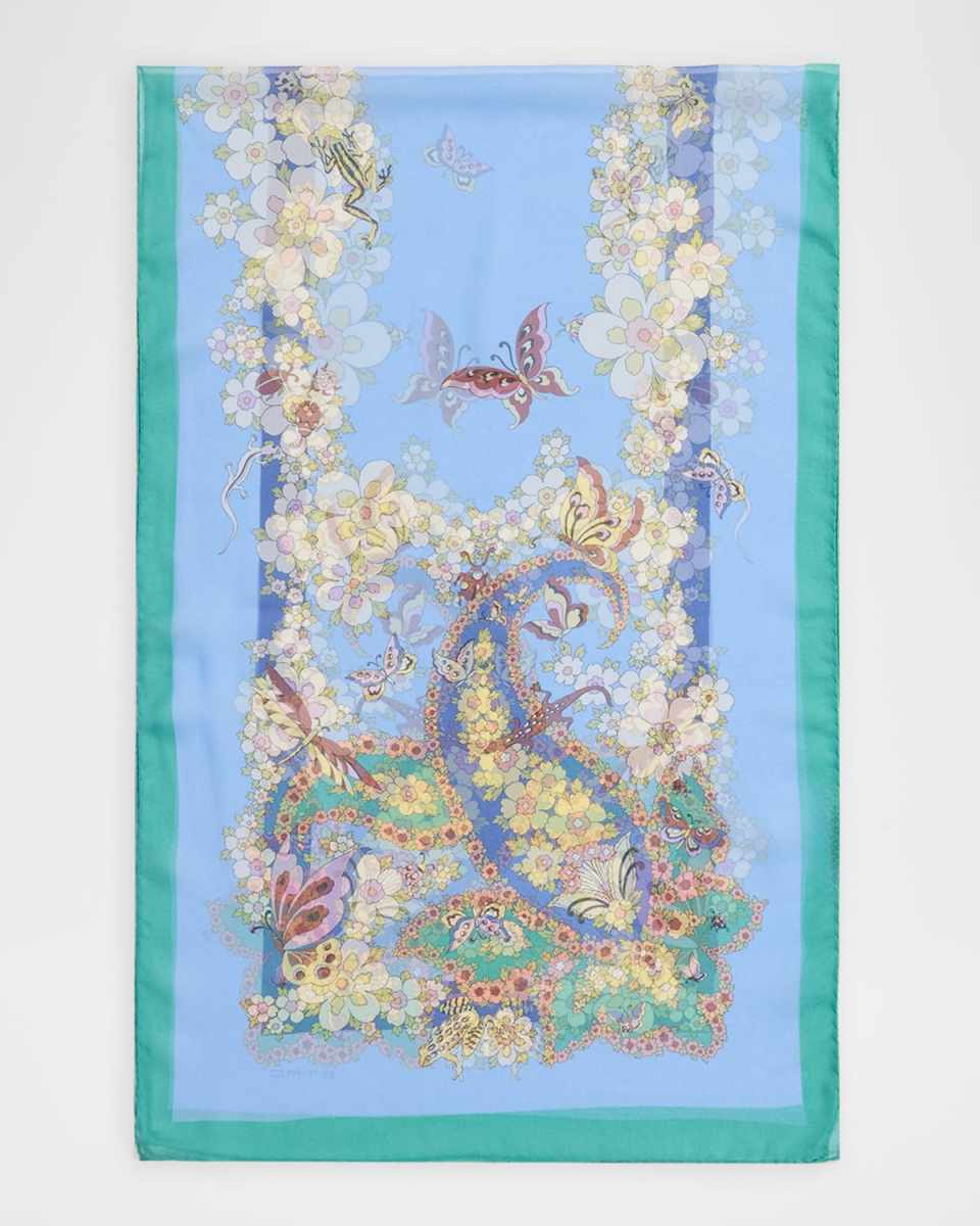 Tosca Paisley-Print Silk Scarf